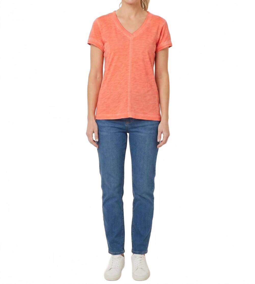 NEW ELLIOTT LAUREN v-neck short sleeve v front tee in coral